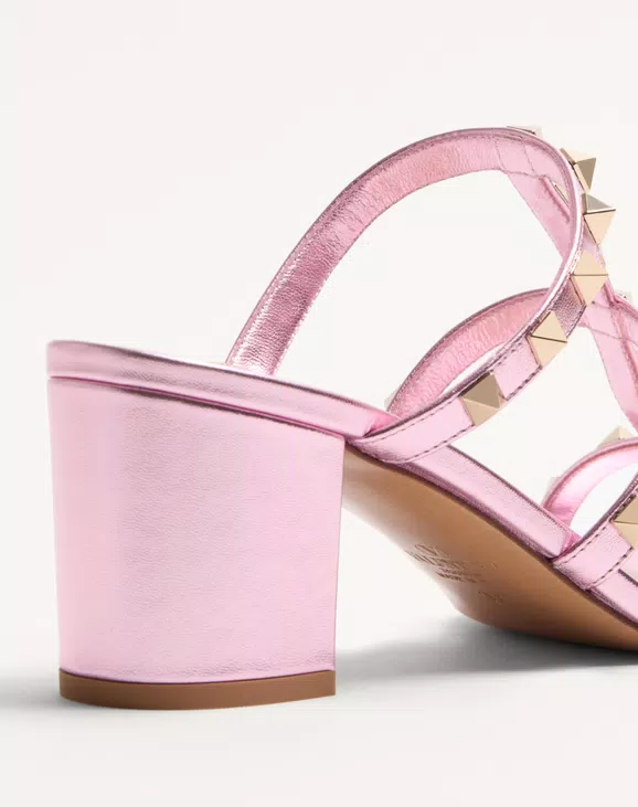 Valentino Rockstud Slide Sandal In Laminated Nappa 60Mm - Image 2